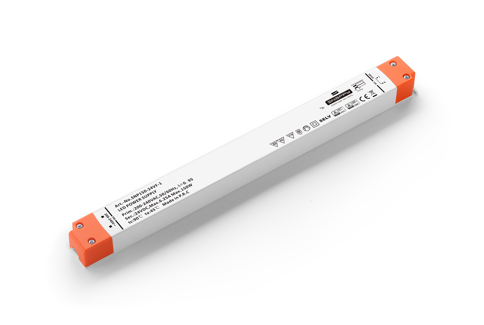 SNP150-24VF-1  SNP; 150W Constant Voltage Non-Dimmable LED Driver 24VDC 6.25A IP20.